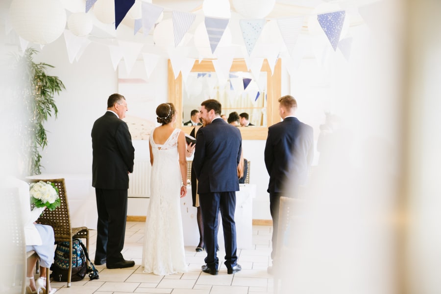 South West | Cornwall | Porthtowan | Autumn | Coastal | DIY | Blue | White | Bar | Real Wedding | Helen Court Photography #Bridebook #RealWedding #WeddingIdeas Bridebook.co.uk