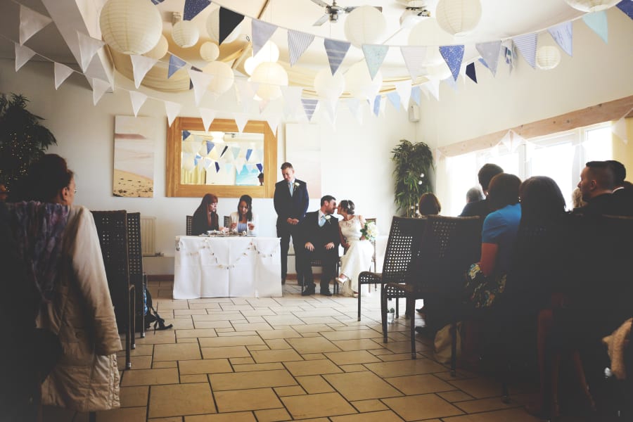 South West | Cornwall | Porthtowan | Autumn | Coastal | DIY | Blue | White | Bar | Real Wedding | Helen Court Photography #Bridebook #RealWedding #WeddingIdeas Bridebook.co.uk