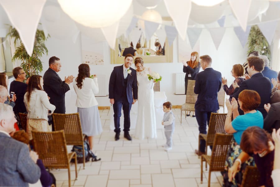 South West | Cornwall | Porthtowan | Autumn | Coastal | DIY | Blue | White | Bar | Real Wedding | Helen Court Photography #Bridebook #RealWedding #WeddingIdeas Bridebook.co.uk