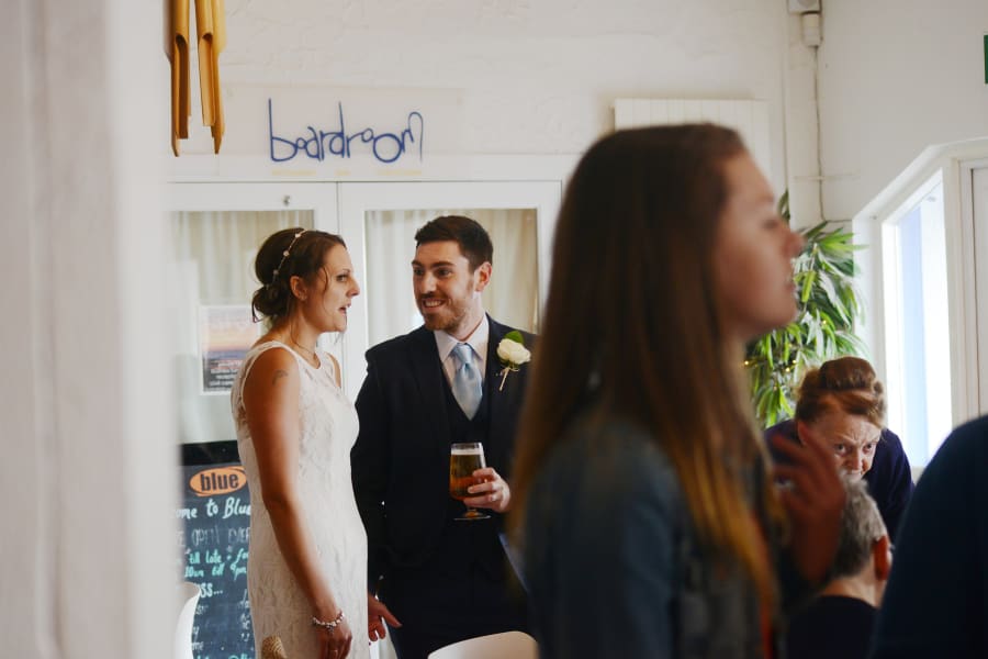 South West | Cornwall | Porthtowan | Autumn | Coastal | DIY | Blue | White | Bar | Real Wedding | Helen Court Photography #Bridebook #RealWedding #WeddingIdeas Bridebook.co.uk