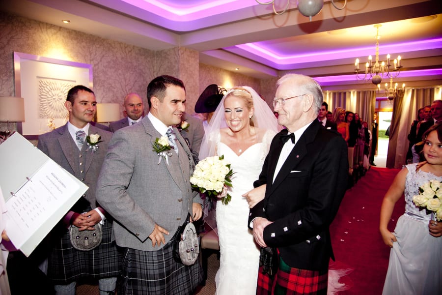 Scotland | Renfrewshire | Bishopton | Autumn | Classic | Modern | Blue | Cream | Country Club | Real Wedding | Sheila Galvin #Bridebook #RealWedding #WeddingIdeas Bridebook.co.uk