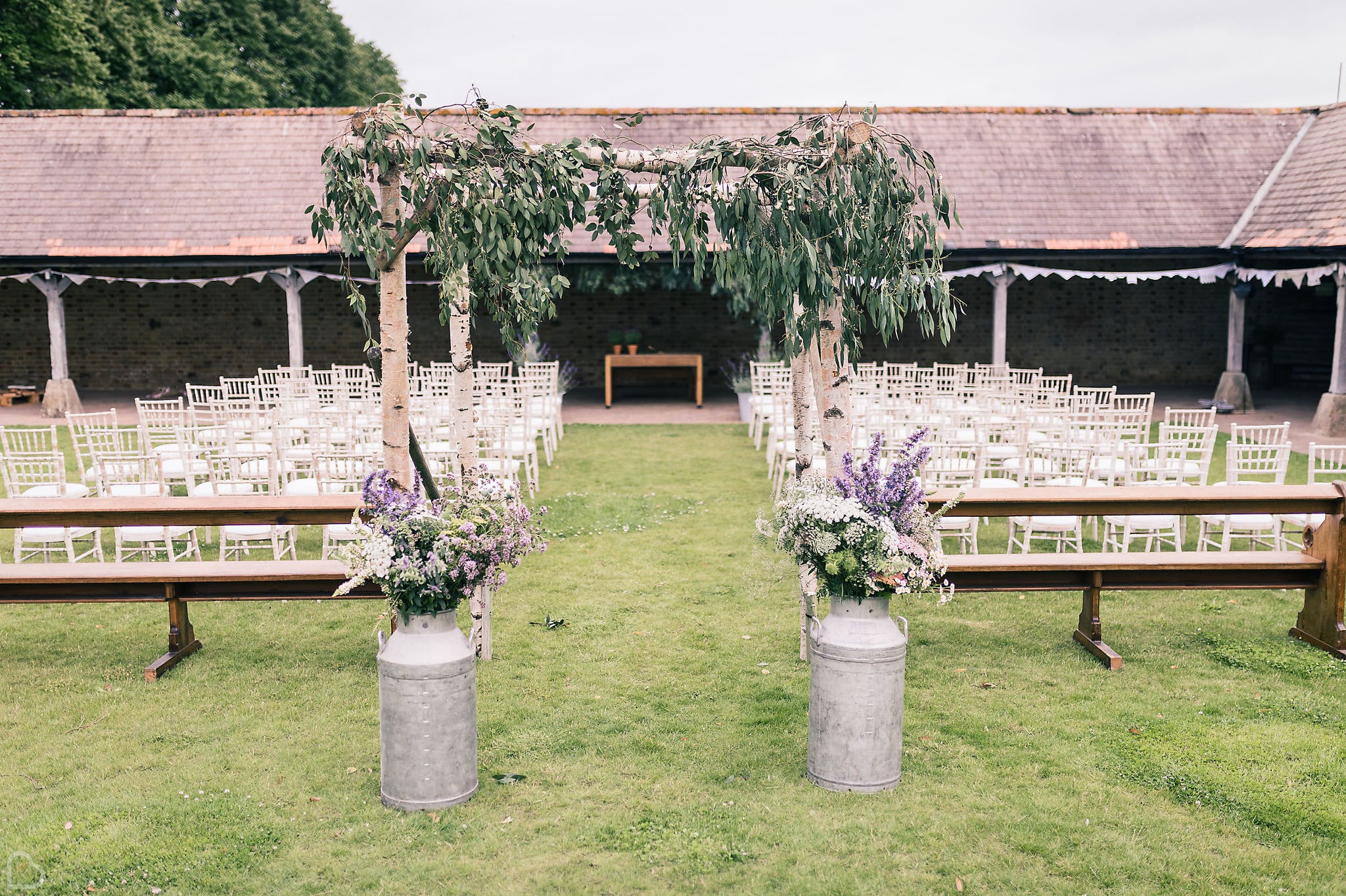 the night yard set up for a wedding