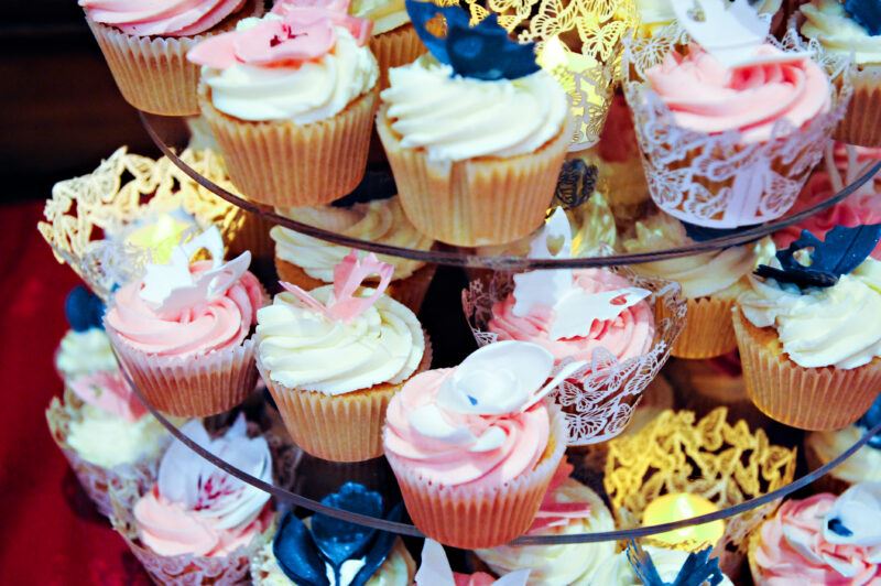 Bridebook.co.uk- cupcake tower at wedding breakfast