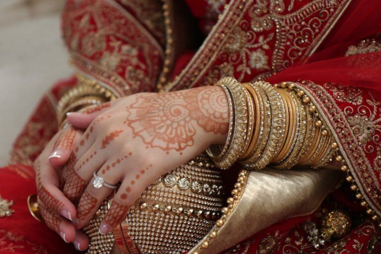 Bride's hand showing off big diamond engagement ring