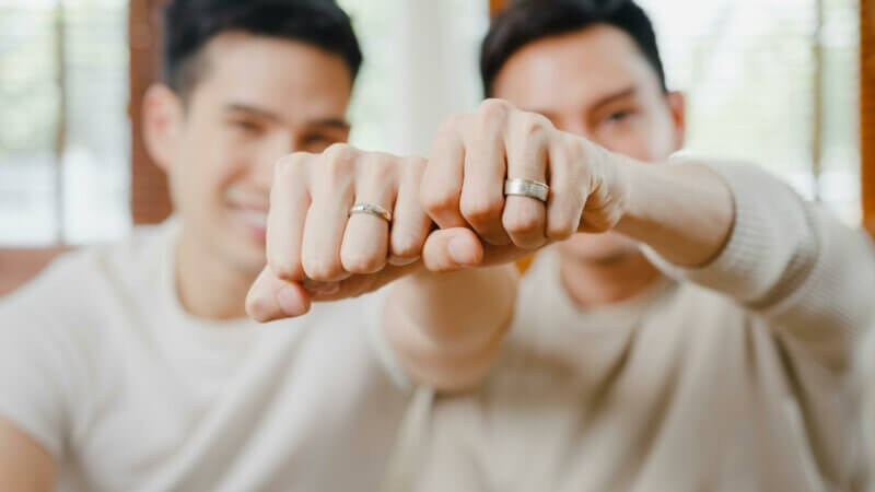 Couple showing their wedding rings