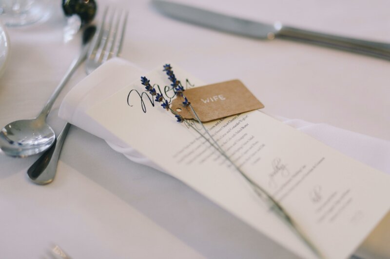Wedding menu with lavender