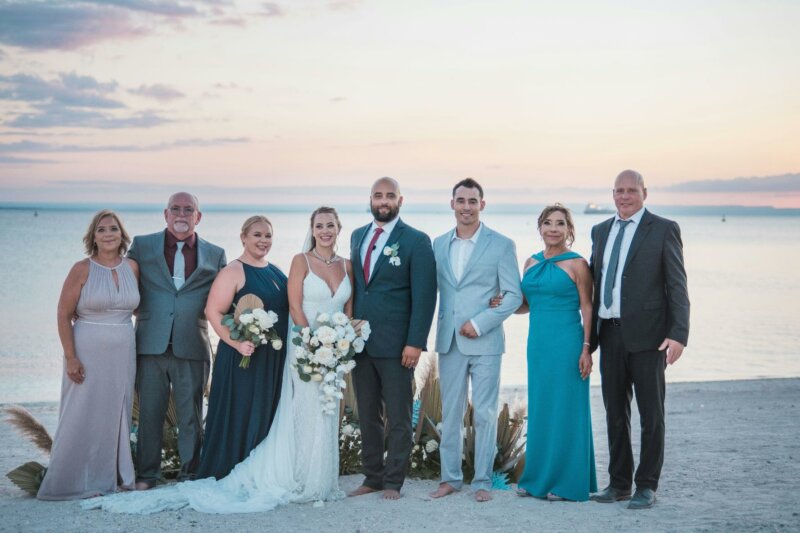 Wedding party on a beach