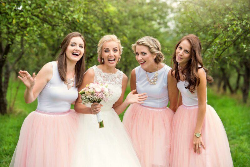 Bride and bridesmaids