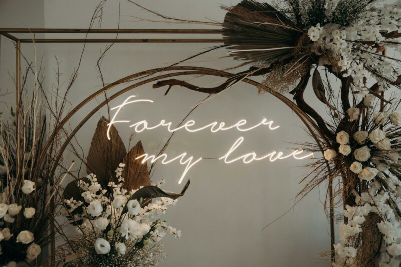 Forever my love sign with flowers