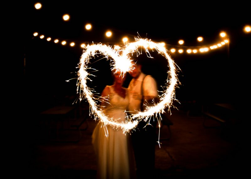 Couple in a heart of light