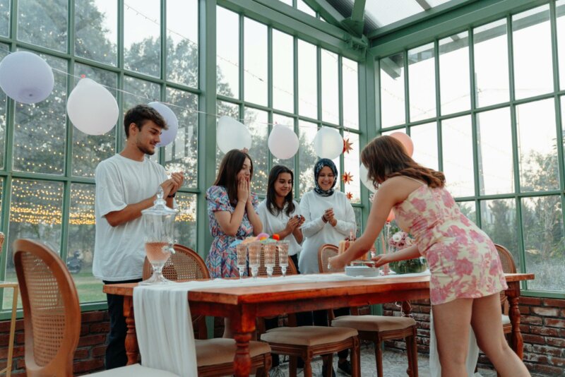 Party in a greenhouse