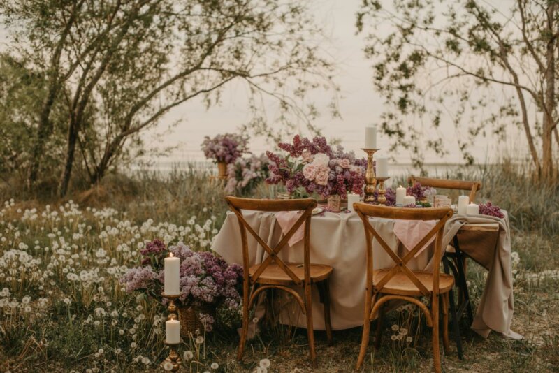 Decorated wedding table outdoor