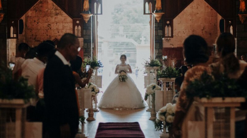 Bride walking down the aisle with her father