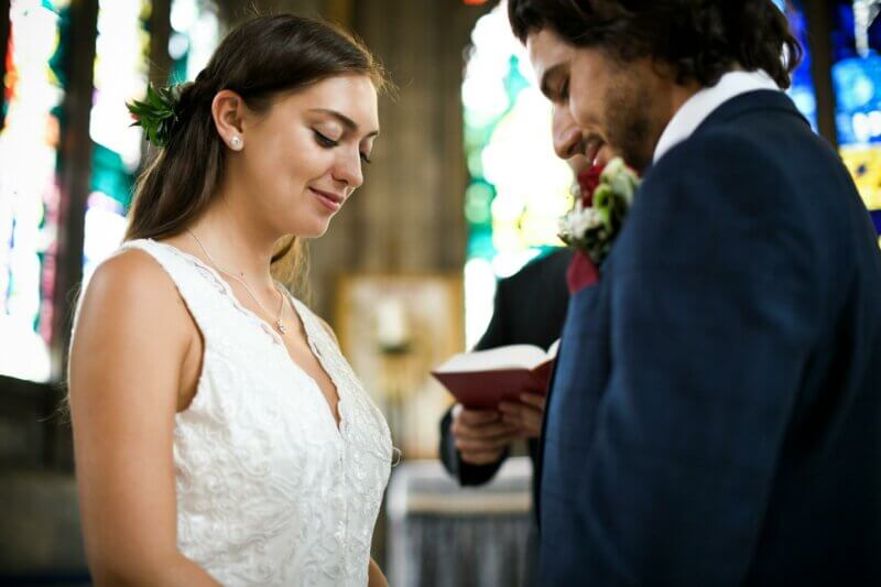 Couple getting married in a church