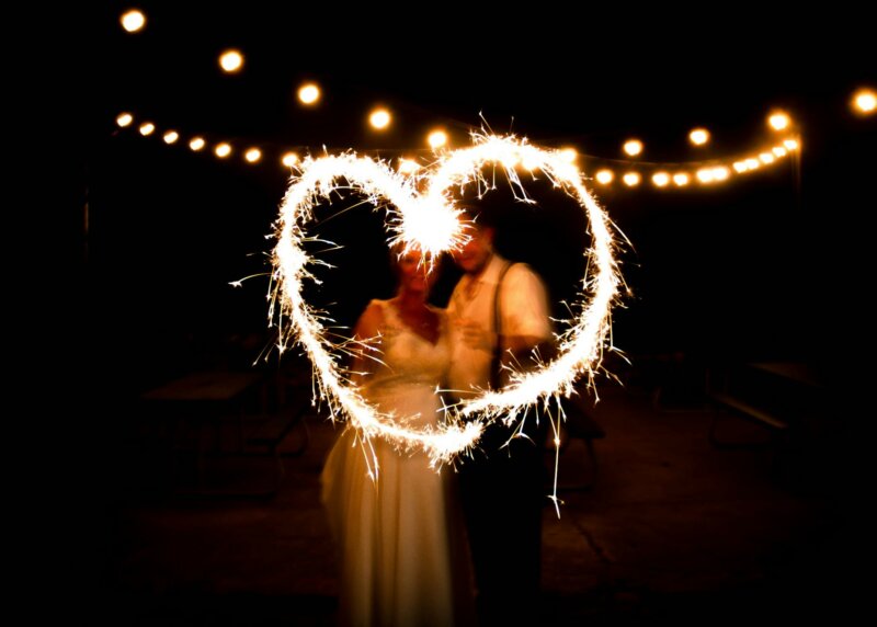 Married couple with firework heart