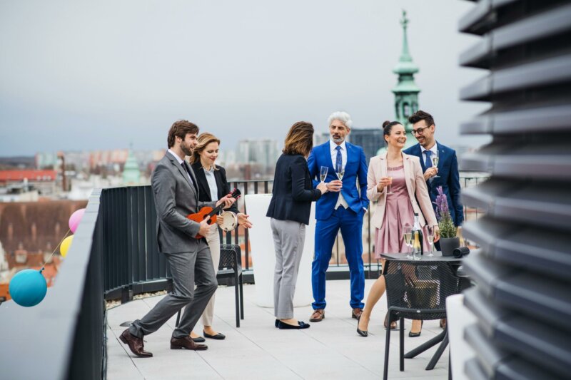 Guests on a roof