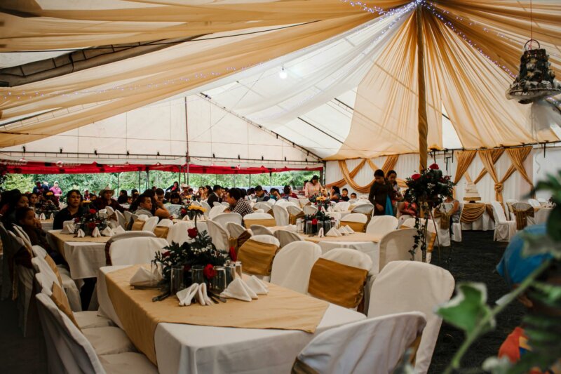 Tables under a marquee
