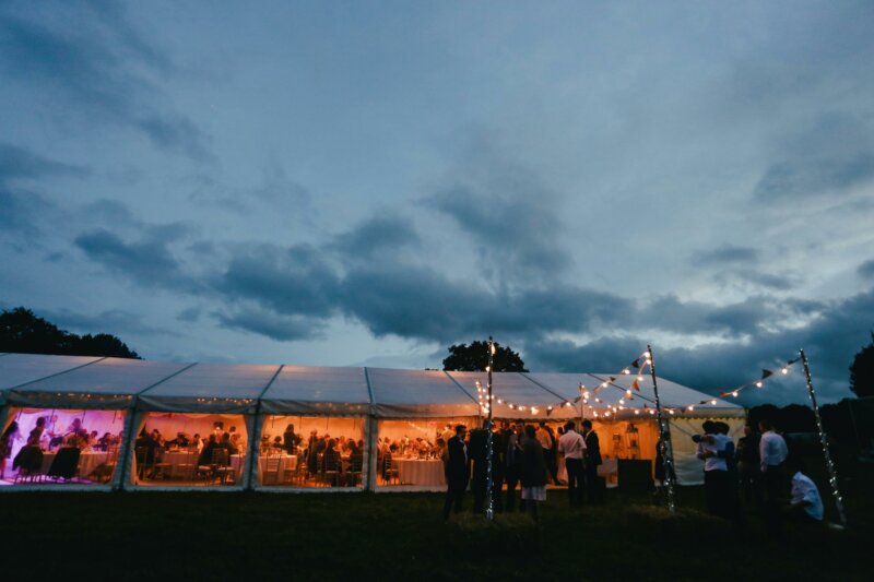 Wedding marquee at night