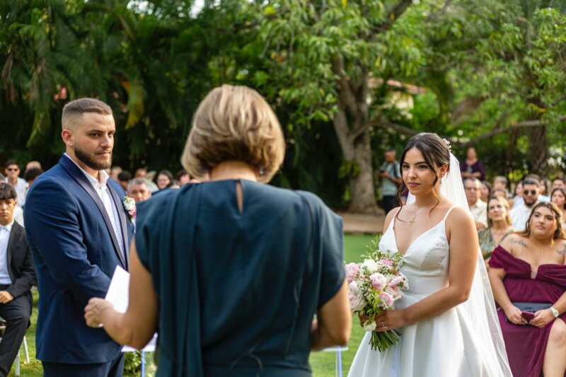 Couple getting married with a celebrant