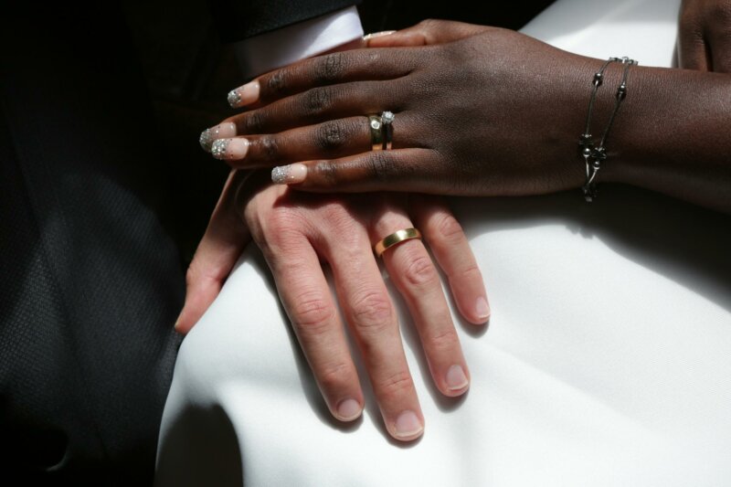 Two hands with wedding rings
