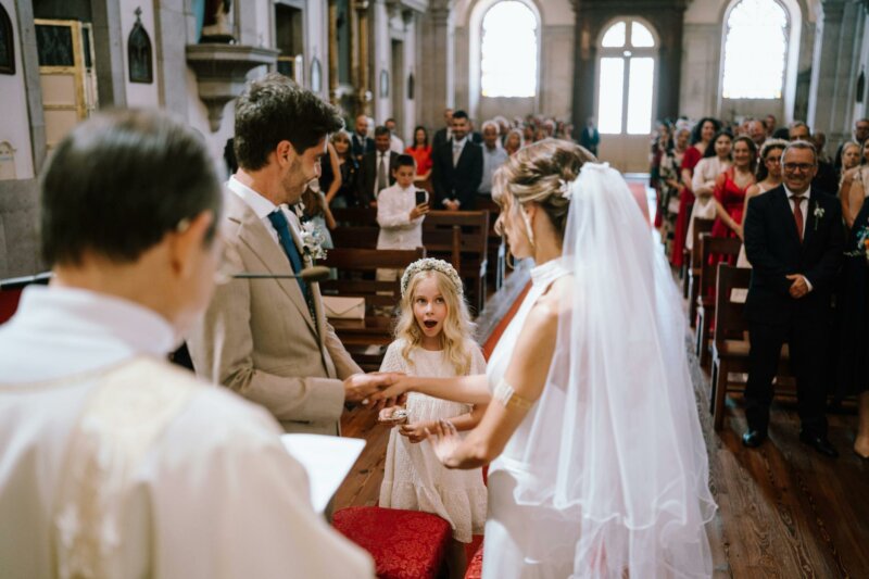 Couple getting married in a church
