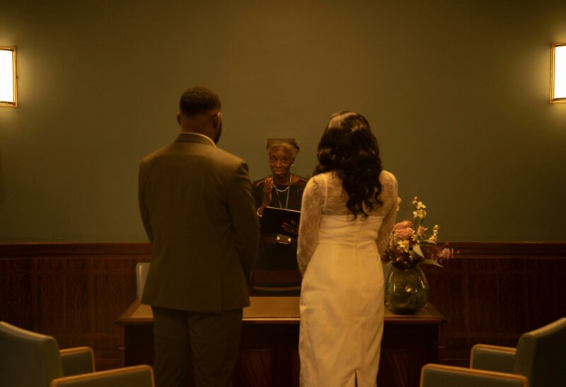 Couple getting married in a church