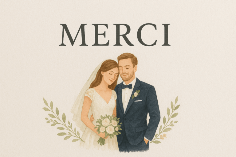 Carte de remerciement de mariage